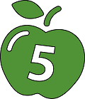 Apple with the number five