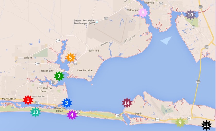 Map of testing locations for Environmental Public Health Inspectors